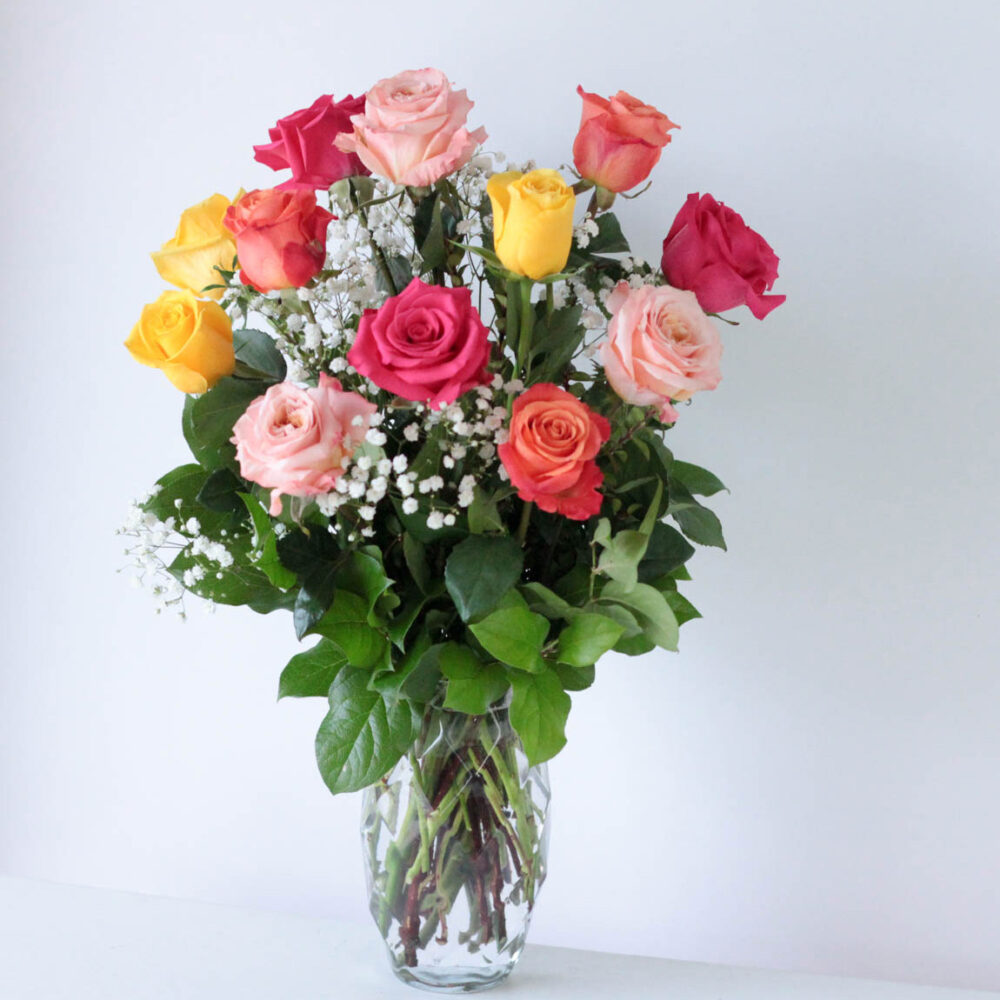 Colors of Love Roses Flower Arrangement
